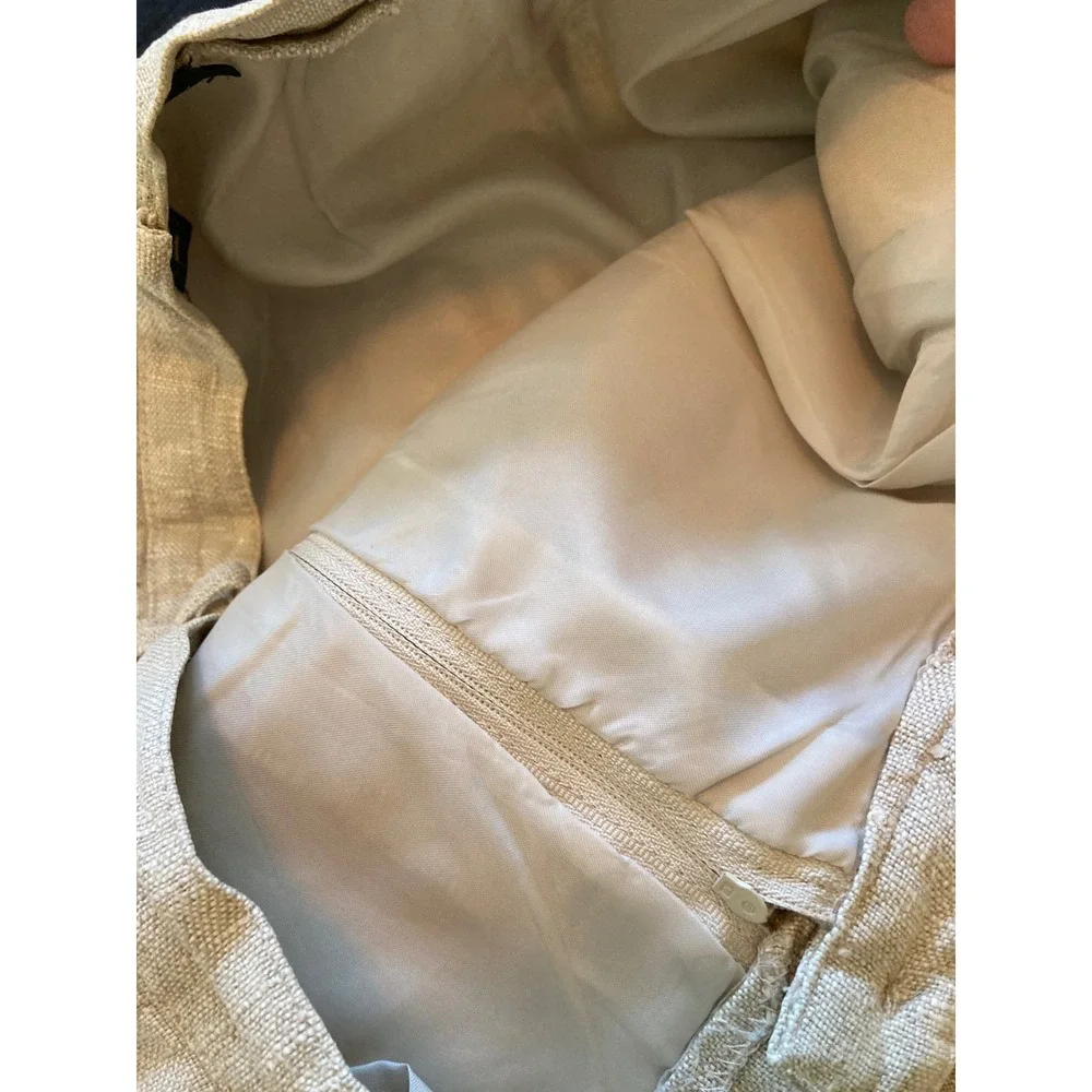 Harve‎ Benard Tan Linen Blend Pleated High Waisted Tapered Trousers Size 6